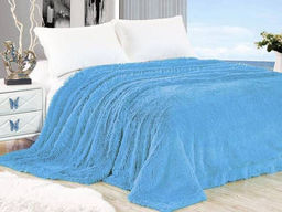 Меховой плед с длинным ворсом (Голубой) PLMEX014 Евро