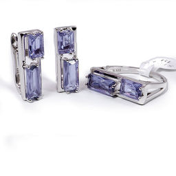 Комплект ювелирной бижутерии Silver Gold кольцо и серьги с Аметрином - Сандаловый дом фото 2