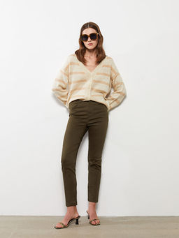 Y?ksek Bel Dar Fit D?z Gabardin Kad?n Pantolon