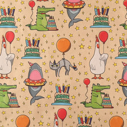 Цена за 2 шт. Бумага упаковочная крафтовая «Праздничные животные», 1 лист, 70 х 100 см