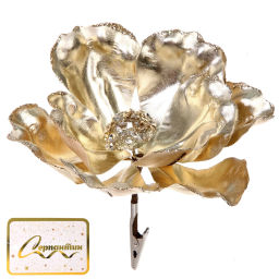 Украшение новогоднее "Пуансеттия - Зимний сон" 15 см, Золото