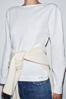 BOAT NECK T-SHIRT WITH LABEL - Zara фото 4