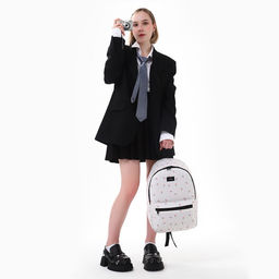 Рюкзак школьный текстильный Цветы, 42?14?28 см, белый - Nazamok фото 9