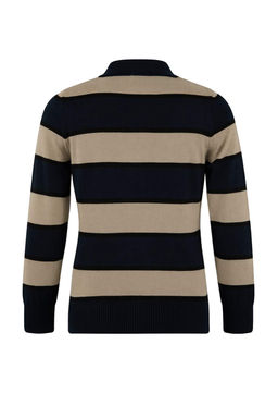 Lacivert Simli Iplik Detayl? Cizgili Polo Yaka Triko Bluz TWOSS26BZ00126