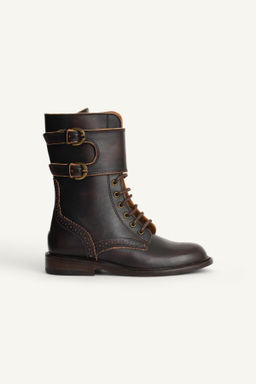 LIMITED EDITION LEATHER LACE-UP BOOTS - Zara фото 5