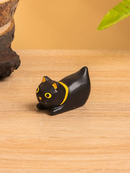 Сувенир «Чёрный кот охотник», 6×3×4 см, дерево