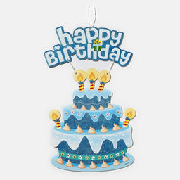 Украшение подвеска «С Днём Рождения», 42×26 см, голубое