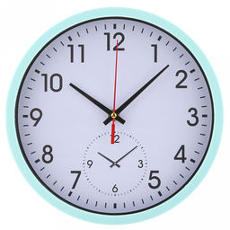 Часы настенные Мастер д25см, h4см, циферблат Часы белый; цифры арабские, черный; корпус пластик, бирюзовый; в коробке (Китай)