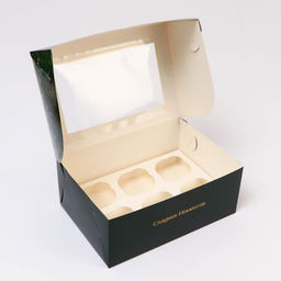 Цена за 5 шт. Коробка для капкейков новогодняя, 6 ячеек «С Новым годом», 25×17×10 см