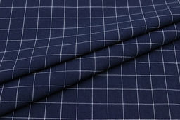 Вареный (стираный) хлопок Белая клетка (1.6*1.6см) на чернильном, ш.2.5м, хл-100%, 125гр/м.кв - Купава фото 2