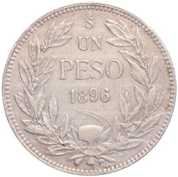 Монета 1 песо 1896 года Чили