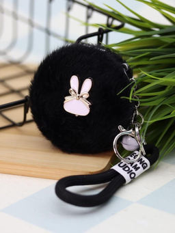 Плюшевое раскладное зеркало брелок "Bunny", чёрное (7*7 см)