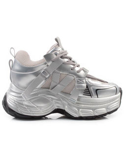 03-18C GREY/SILVER Кроссовки женские (натуральная кожа, искусственная кожа)