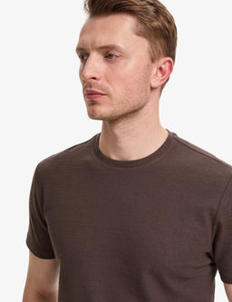 Koyu Kahverengi Regular Fit Bisiklet Yaka Ti__rt