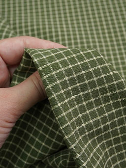 Пестрядь Средняя клетка на темном хаки, ш.1.45м, хлопок-95%, п/э-5%, 140гр/м.кв - Купава фото 3