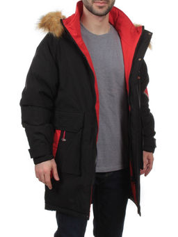 22067 BLACK RED Куртка мужская зимняя облегченная (150 гр. холлофайбер)