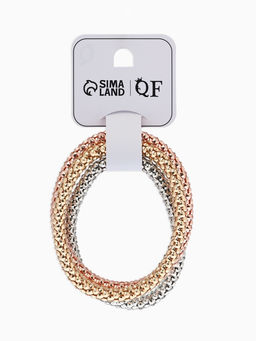 Браслеты цепочки «Плетение», набор 3 шт. тянется, d=7 см, серебро, бронза, золото