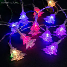 Гирлянда Нить 3 м с насадками Ёлки, IP20, прозрачная нить, 20 LED, батарейки AAх3 (нет в комплекте), свечение мульти - Luazon lighting фото 2