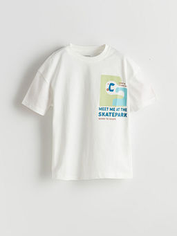 Bisiklet Yaka Bask?l? Erkek ?ocuk Ti??rt