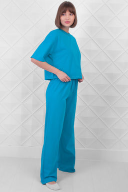 Арт. 10804/2 Домашний костюм с брюками 44-52 (5 шт) Цвет:верх- бирюза, низ- бирюза