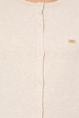 Женский кремовый меланжевый базовый трикотажный кардиган Неожиданная скидка в корзине - U.s. polo assn фото 6