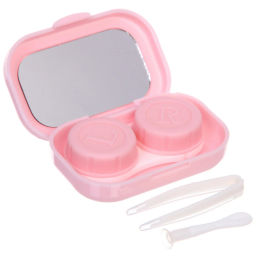 Цена за 6 шт. Набор для хранения контактных линз "МАРЦИПАН", мишка, с зеркалом, цвет как на фото, 6.5*5.5*2,5см, (пакет с подвесом)