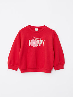 Bisiklet Yaka Uzun Kollu Bask?l? K?z Bebek Sweatshirt