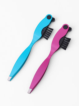 Щёточка с пинцетом и бритвой для бровей и ресниц, 3в1, 10.5 см, МИКС