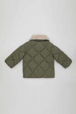 Стеганое плюшевое пальто с воротником для маленьких девочек - Defacto фото 5