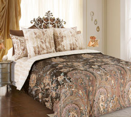 Постельное белье - Перкаль Музей бежевый Евро (молния)