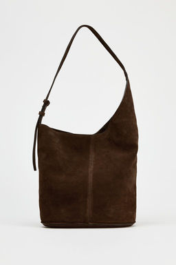 ASYMMETRIC SOFT SPLIT SUEDE BUCKET BAG - Zara фото 2