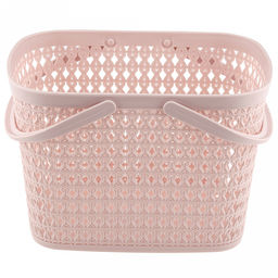 "Домашняя мода" Корзина пластмассовая для хранения "Вязанка" 26х18см h18см, с ручками, розовый (Китай)