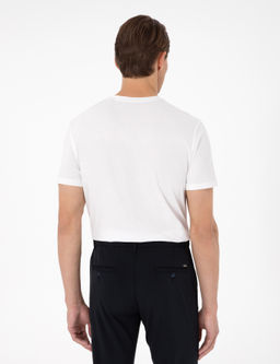 Ekru %100 Pamuk Slim Fit Bisiklet Yaka Basic Ti__rt - Pierre cardin фото 5