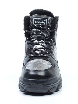 2222-3 BLACK Ботинки зимние женские (искусственные материалы)