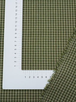 Пестрядь Средняя клетка на темном хаки, ш.1.45м, хлопок-95%, п/э-5%, 140гр/м.кв - Купава фото 2