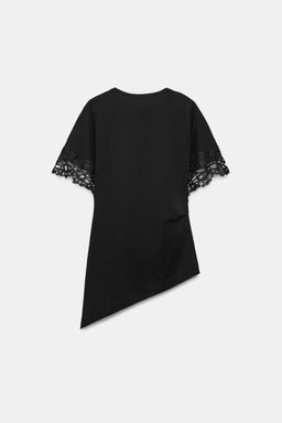 CAMISETA ASIM?TRICA ENCAJE / Negro - Zara фото 8