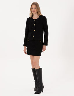 Siyah A Kesim Dokuma Etek