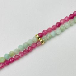 Колье двойное из розового Турмалина и Амазонита 38 см +