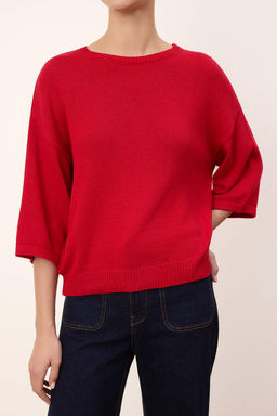 Wardrobe Essentials K?rm?z? Bisiklet Yaka Triko Bluz TWOSS26BZ00136