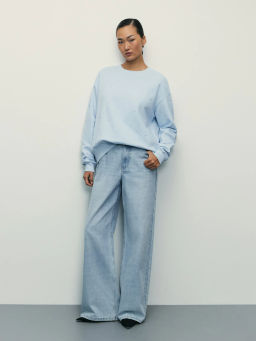 Свитшот из хлопка со стразами / Zarina  фото 2