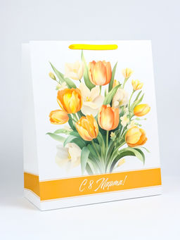 Пакет подарочный ламинированный вертикальный С 8 Марта, XL 40?49?19 см