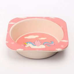 Набор бамбуковой посуды Единорог, тарелка, миска, стакан, приборы, 5 предметов - Крошка я фото 5