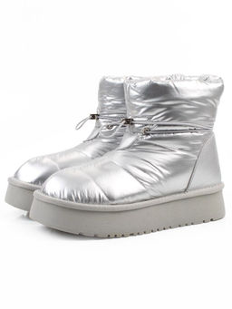 04-WA003-2M GREY/SILVER Ботинки зимние женские (натуральная кожа, курточная ткань, 100% шерсть)