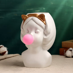 Декоративное кашпо для цветов «Девочка со жвачкой», 1.7 л, 23×22×16 см, полистоун, белое