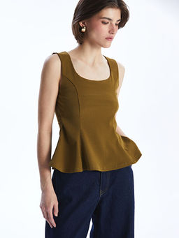 Kare Yaka Peplum Bluz
