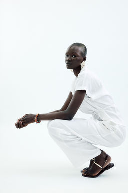 LINEN BLEND BELTED BLOUSE - Zara фото 10