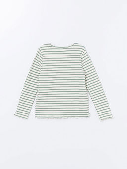 Bisiklet Yaka Uzun Kollu ?izgili K?z ?ocuk Ti??rt