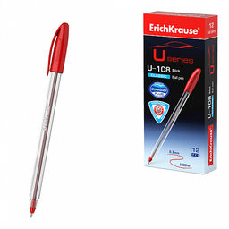 Цена за 50 шт. Ручка шариковая ErichKrause U-108 Stick Classic 1.0, Ultra Glide Technology, цвет чернил красный (в коробке по 50 шт.)  фото 5