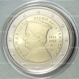 2 евро 2022 года Сан-Марино 530 лет со дня смерти Пьеро делла Франческа (В подарочном буклете)