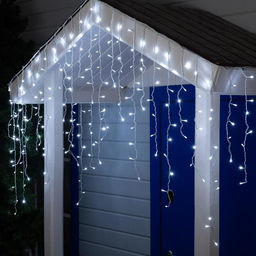 Гирлянда «Бахрома» 3×0.9 м, IP44, УМС, белая нить, 232 LED, свечение белое, 220 В